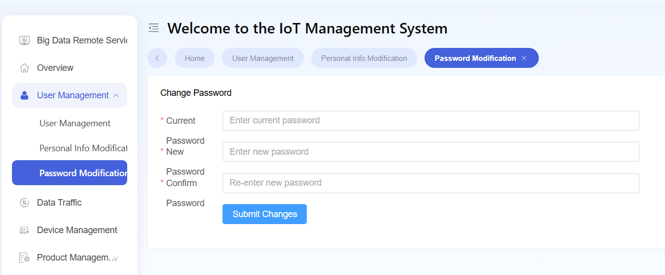Personal Password Modification Page